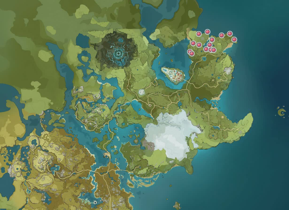 Океанид на карте Геншин Импакт